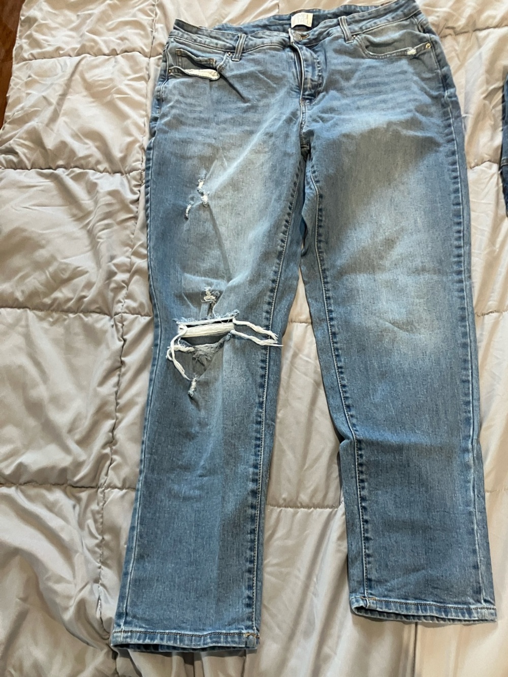 Time and Tru Women’s Light Blue Distressed Boyfriend Jeans